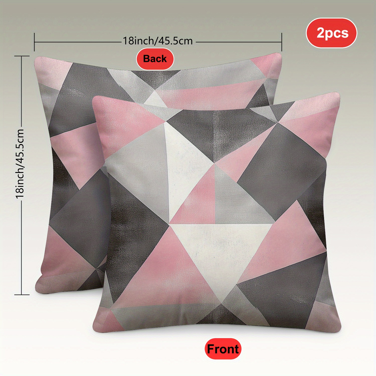 E-shop 2er Set Kurzer Plüschstoff Rosa Grau Geometrisches Muster Kissenbezug, Moderner Europäischer Und Amerikanischer Mode Stil Kissenbezug