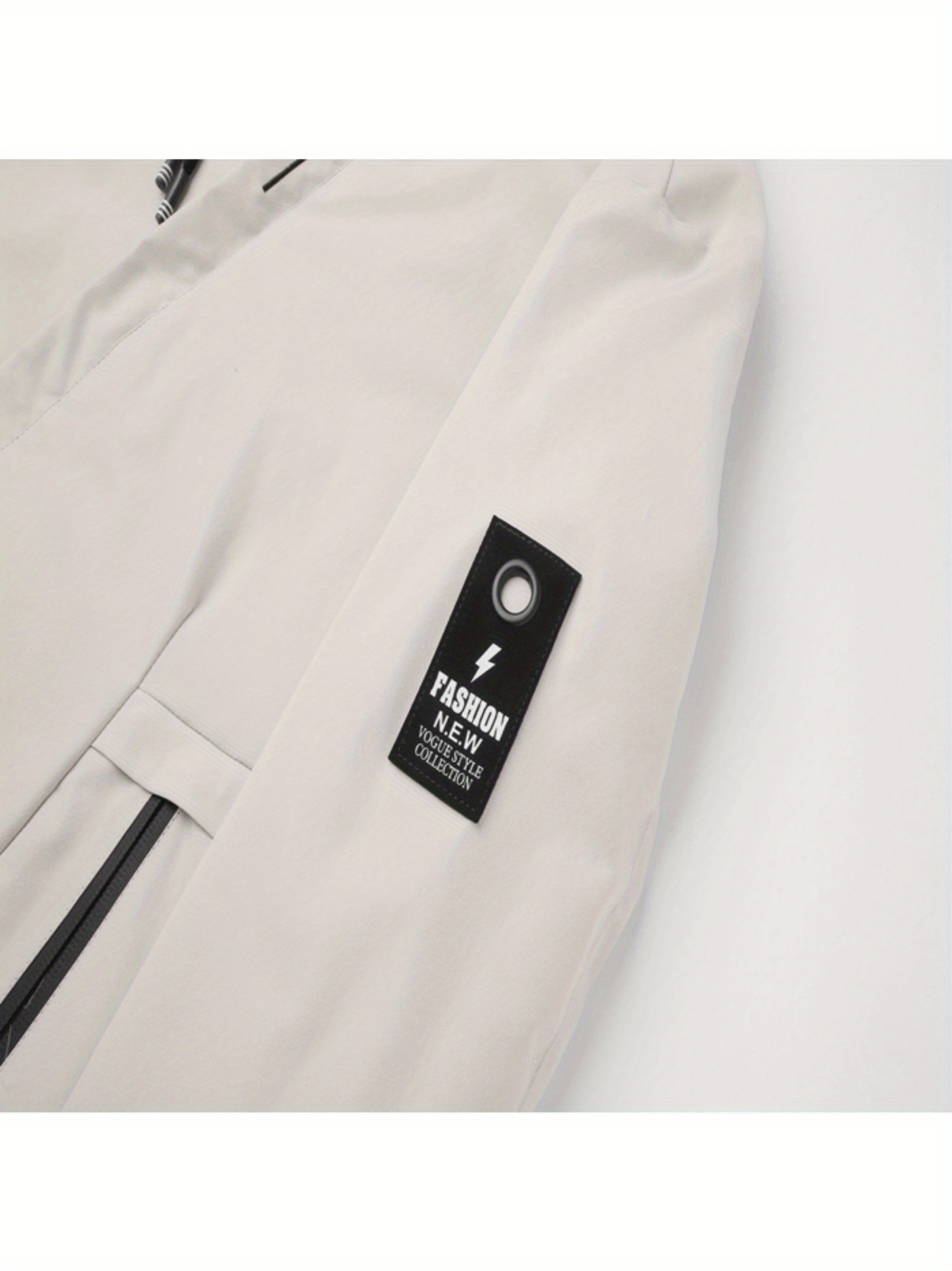 Heren Lente en Herfst Letter Print Hoodie met Rits en Zak, Casual Outdoor Sportjas