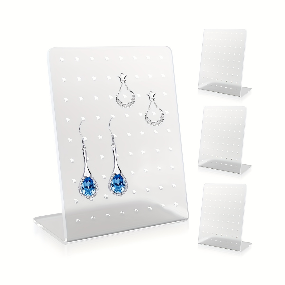 1/2/3/4/10pcs heavy-duty acrylic earring organizer rack - transparent jewelry display stand with 72 hanging holes, space-saving tower for home, salon, boutique - easy-clean commercial/personal storage solution, jewelry stand, sturdy construction,  ,   material, fashion enthusiasts,   0