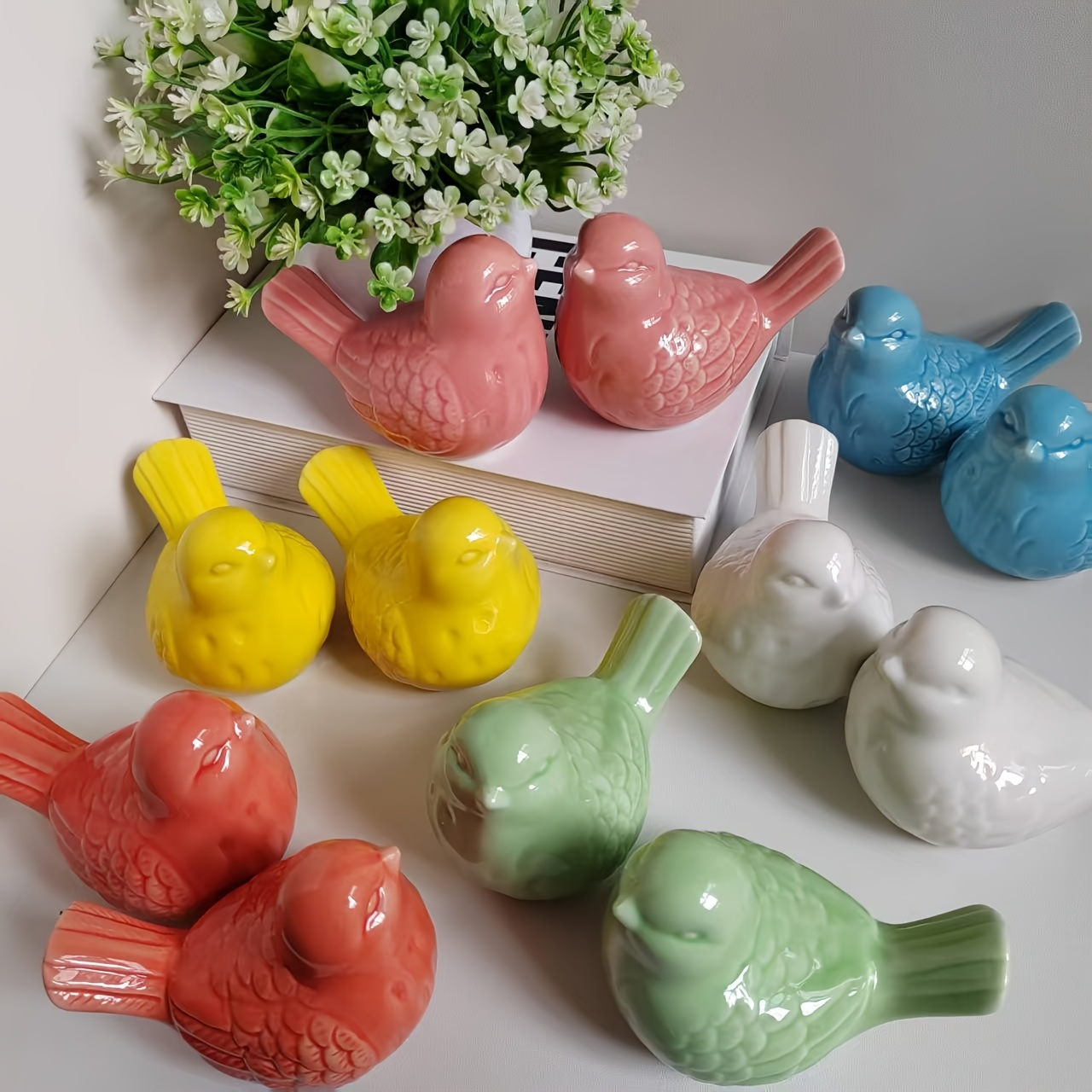 TEMU Ceramic Bird Figurines Ornaments, Home Decor Crafts, Garden Decorations, Gifts