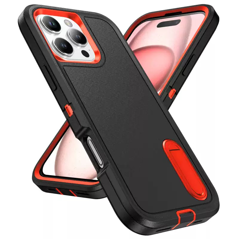 TEMU Phone Case: 3-in-1 Ultra-thick Anti-fall With Built-in Dust Plug   Hidden Folding Bracket Suitable For Iphone