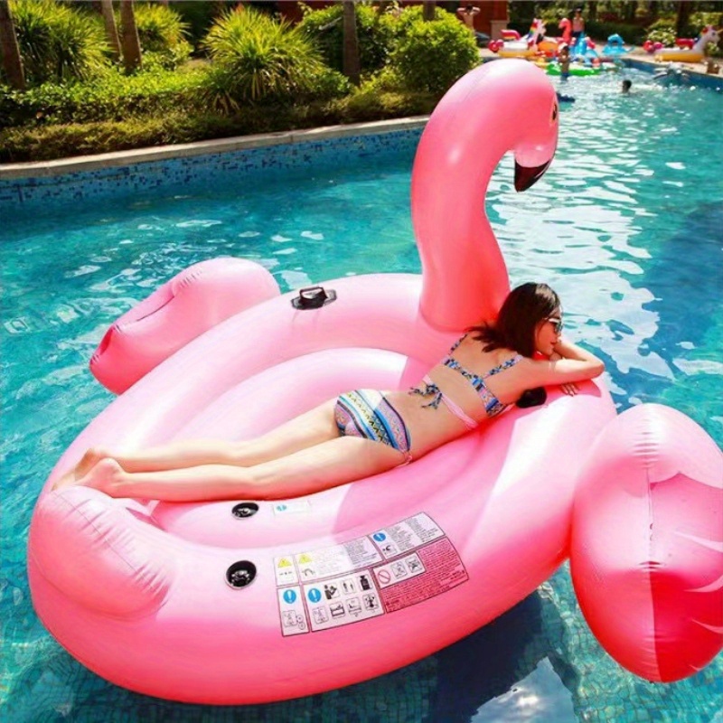 flamingo floating bed inflatable swimming ring with flamingo shape stable floating base for adults   pool lake beach   easy inflate       essential inflatable pool float adult water     design