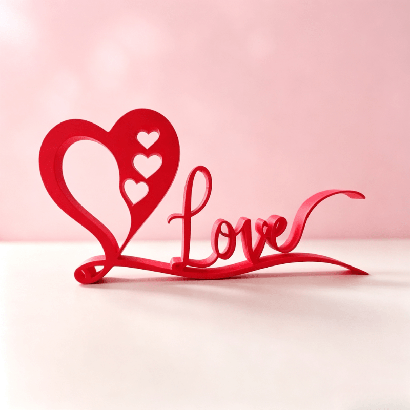 TEMU 1pc Valentine's Day 3dprinted Love Ornament, 3d Atmosphere Decor, Desk Tabletop Decoration, Gift For Birthday, Christmas, Valentine's Day