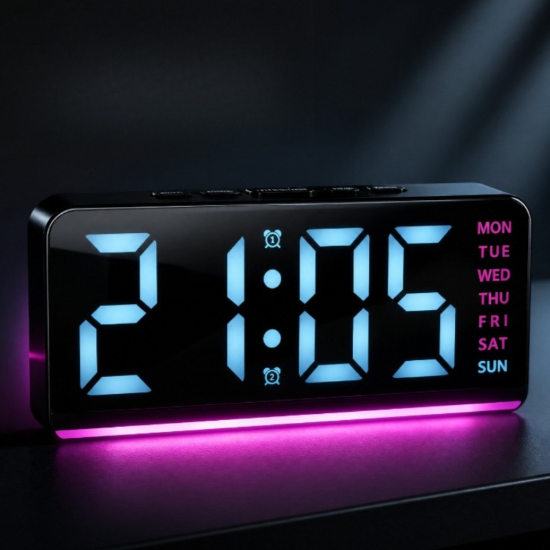 TEMU 1pc Multi-functional Intelligent Lamp With Adjustable Brightness, Date Display And Usb Power Supply For A Digital Alarm Clock - With A Stylish