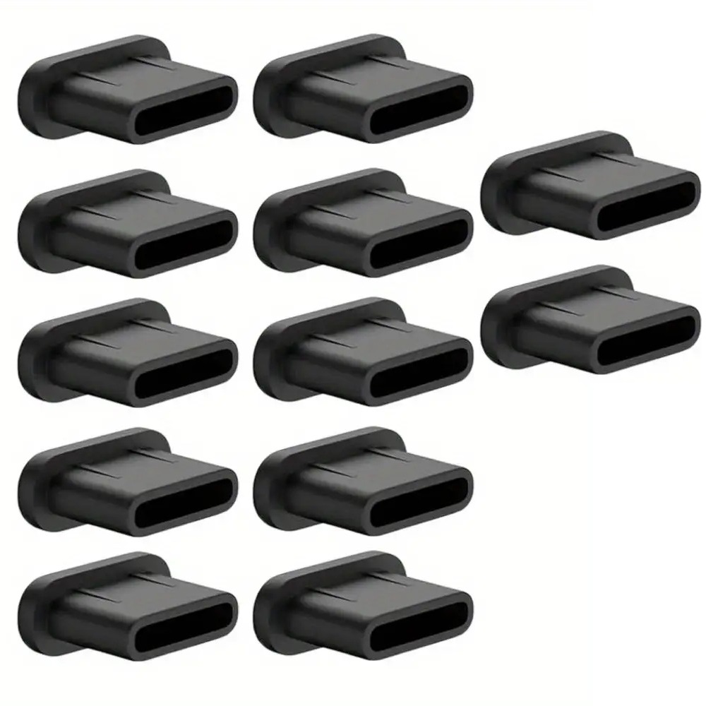 TEMU 12 tapones antipolvo para puerto de carga tipo C - Protector USB-C para teléfono y tableta, color y negro para tapas antipolvo, cubierta y