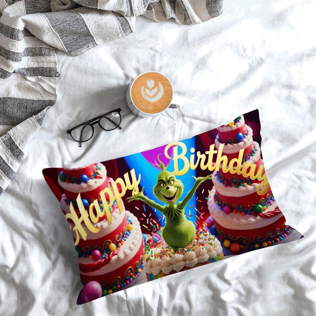 

Green-haired Monster Birthday Party Pillowcase - 16x28 Inches, Zippered, Machine Washable Polyester Cover For (no Insert), Birthday Decor