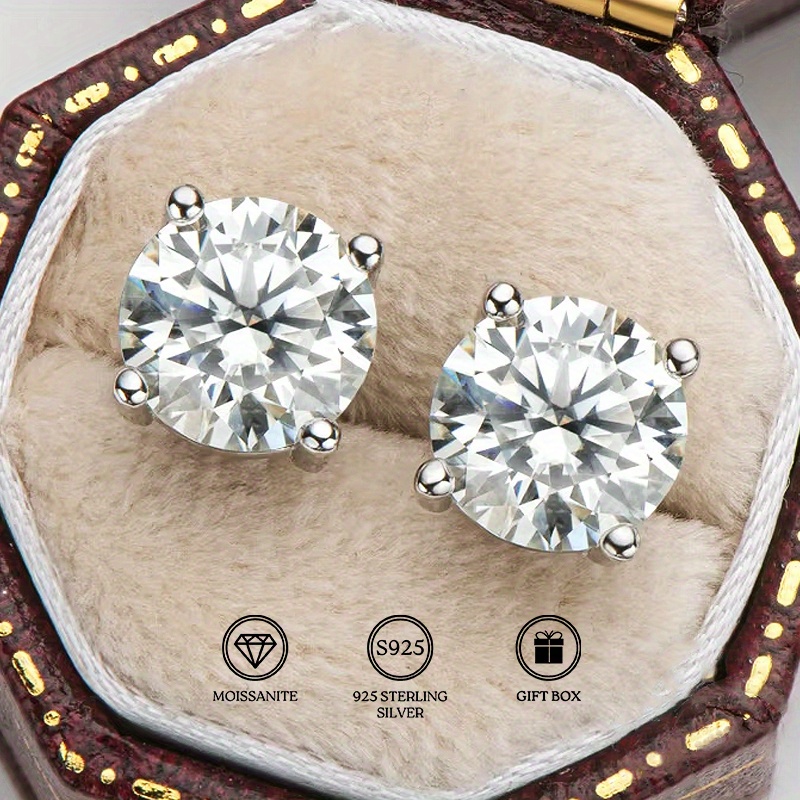 1pair 0 5 1 2 3 carat moissanite earrings elegant design ideal for daily adornment and   option for festive holidays suitable for trend   and partygoers