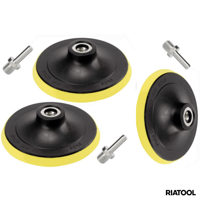 TEMU Riatool 6pcs Set 5inch(. 12.7cm) Hook-and-loop Backing Pad With M14 Thread, Rotary Polishing Pad Sanding Stand Angle Grinder Polishing Backing