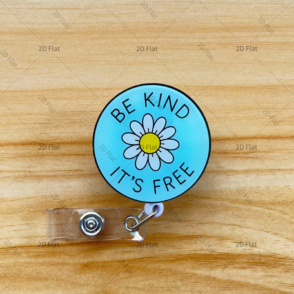 TEMU 2d 2d "be Kind Free" Retractable Id Badge Reel, Cute Design, Nurse Hospital Name Badge Holder With Office Lanyard, 1pc, Surface Features A
