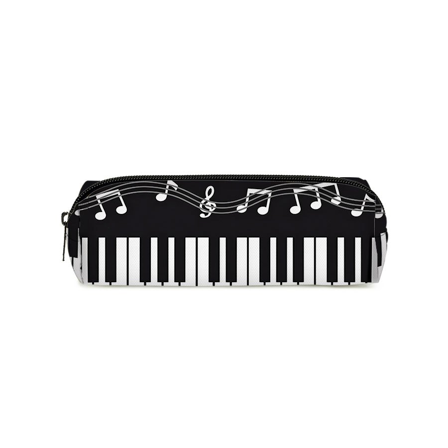 TEMU Piano-themed Pencil Case Suitable For & Office - Lightweight Storage Pouch With Piano Key Print, Coin Purse & Pen Holder, Compact For Pens,