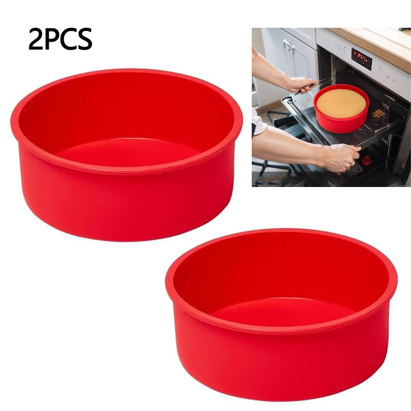 TEMU 2 Packs/ Round Cake Pans - Round Baking Pans, Silicone Cake Molds For Small Layer Cakes And Desserts (6-inch)