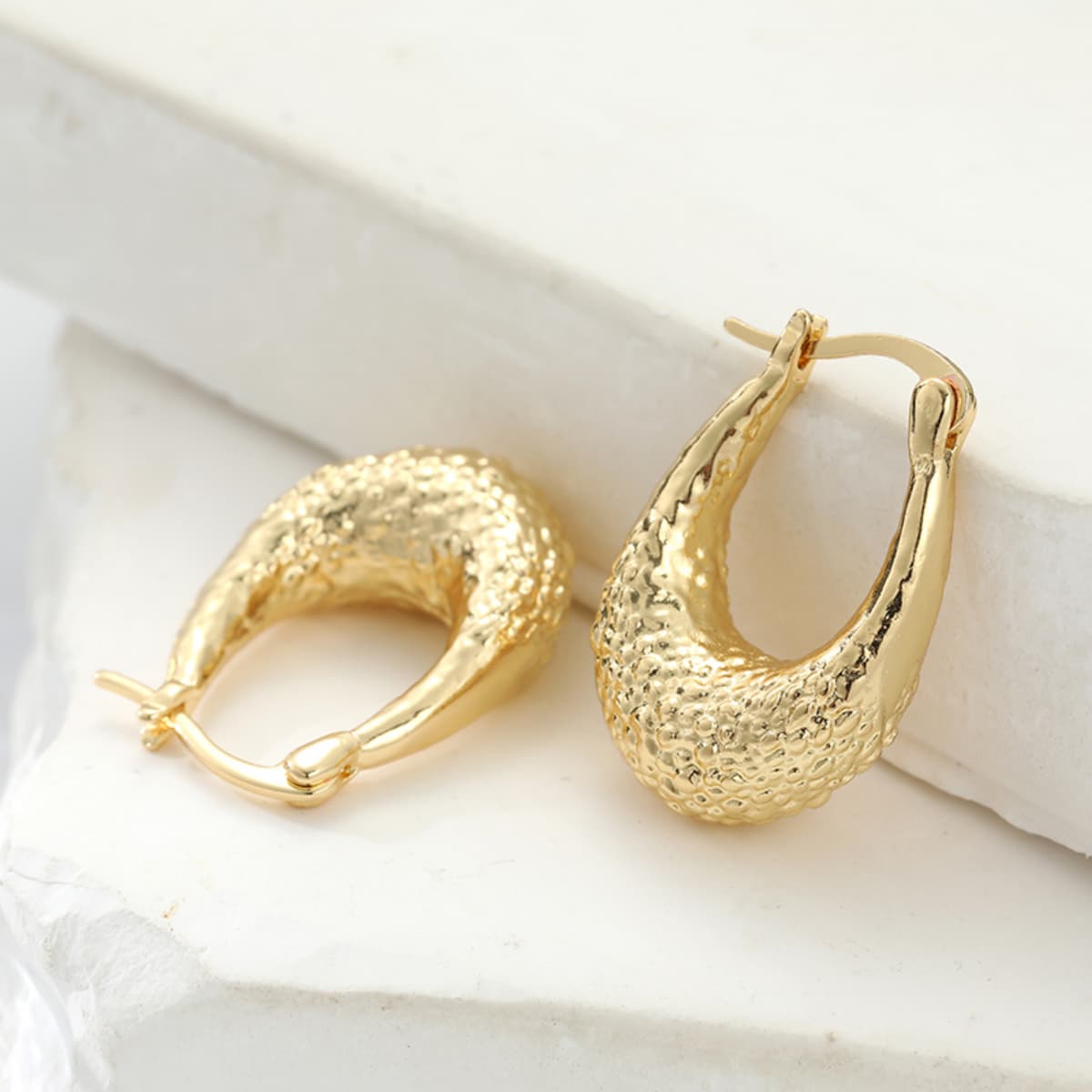 Women's Hammered Hoop Earrings with Matte Finish