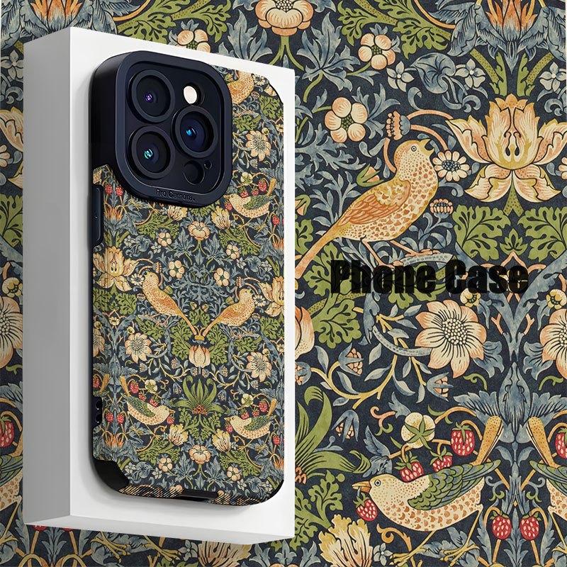 TEMU para Teléfono - Nueva de Lujo con de Cuero Sintético y Diseño de William ' de Fresas' de Gran Éxito de Ventas, Resistente a Caídas y al ,