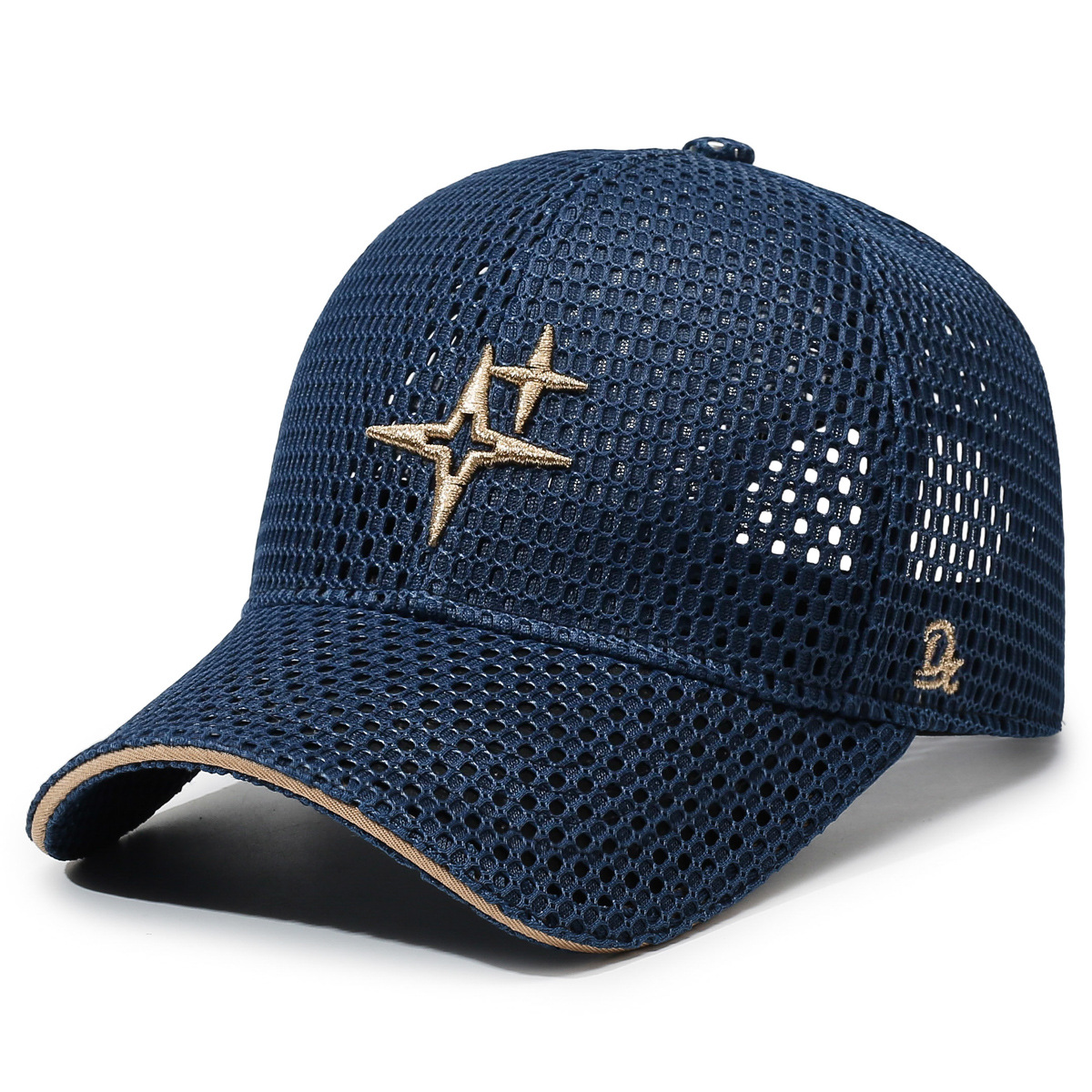 1pc New Breathable Mesh Baseball Cap, Unisex Fashion Embroidered Star Snapback Hat, Outdoor Casual Versatile Sun Hat: retailer-supplied image