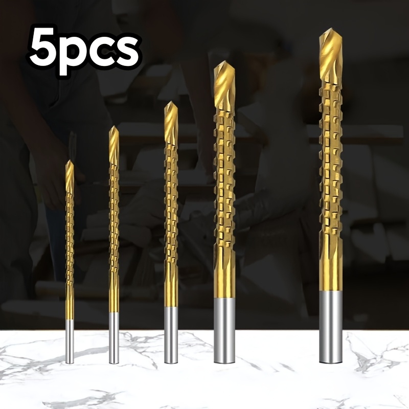 TEMU 5pcs Twist Drill Set, 3-4-5-6-8mm, Made Of, With A Serrated Design, Used For Cutting Wood, Metal, And Plastic