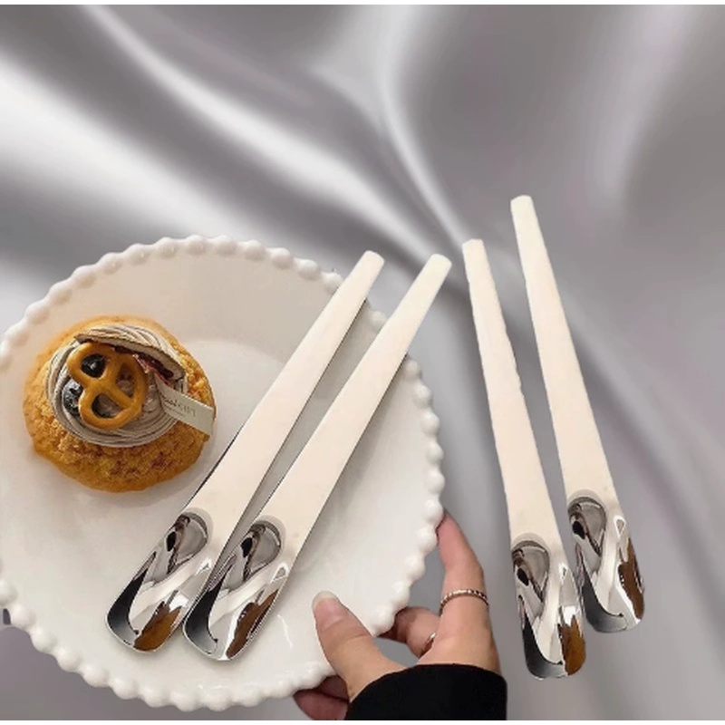 TEMU 4pcs Long Handled Dessert Spoons, Yogurt Oatmeal Mixing Spoons, Exquisite Coffee Spoons, Stainless Steel Cake Spoons, Canned Spoons, High-end