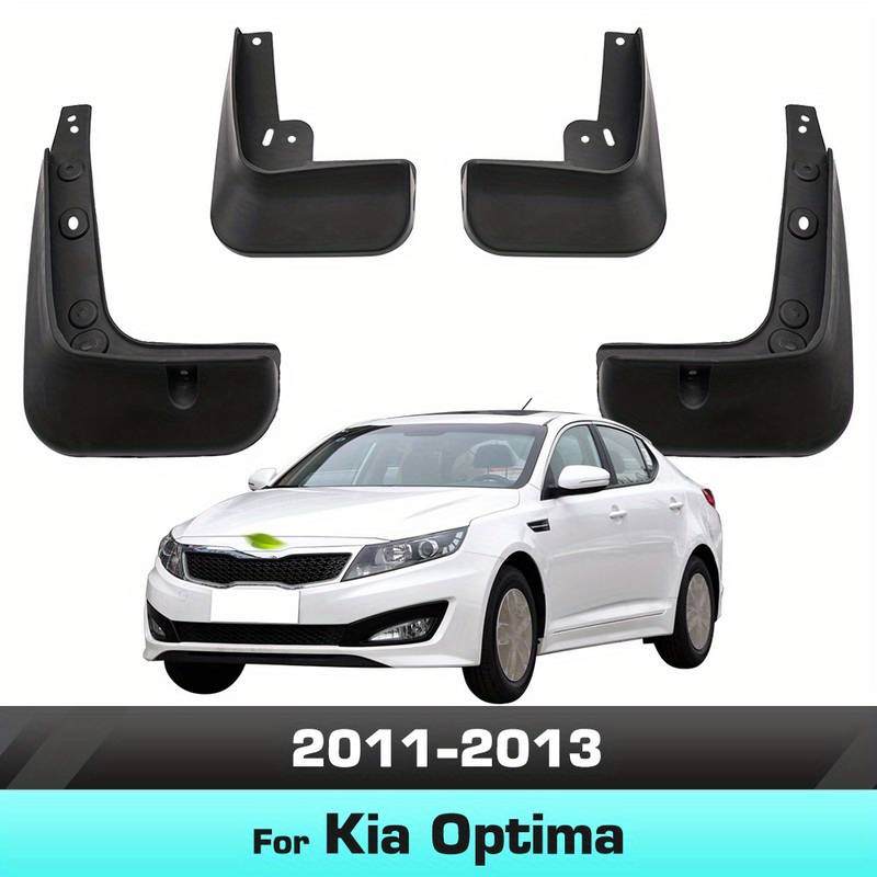Black Mud Flaps Splash Guards For KIA Optima Sedan 2011-2013 - Front And Rear Set, Direct Fit ABS Plastic