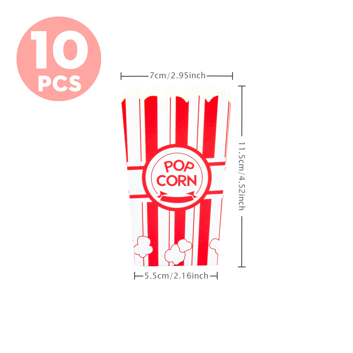 TEMU Gift For Her/him 10pcs 24pcs Vintage Popcorn Boxes Favor Boxes Treat Boxes Red And White Striped Movie Night Party Supplies Cinema Theme