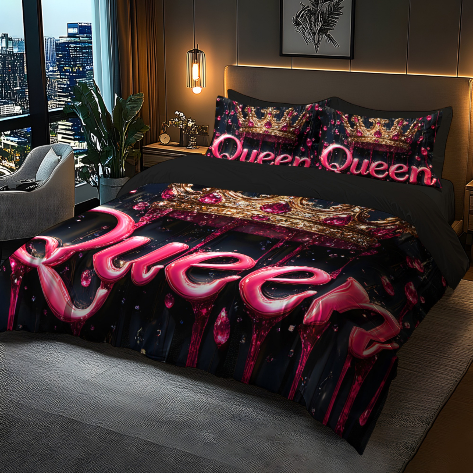 Jit2/3pcs Queen Design Theme Pattern, Featuring 3d Brushed Digital Printed Duvet Cover Set, Made From Soft And Comfortable Fabric Without Filling, Suitable For Bedrooms, Hotels, Renowned Hotels