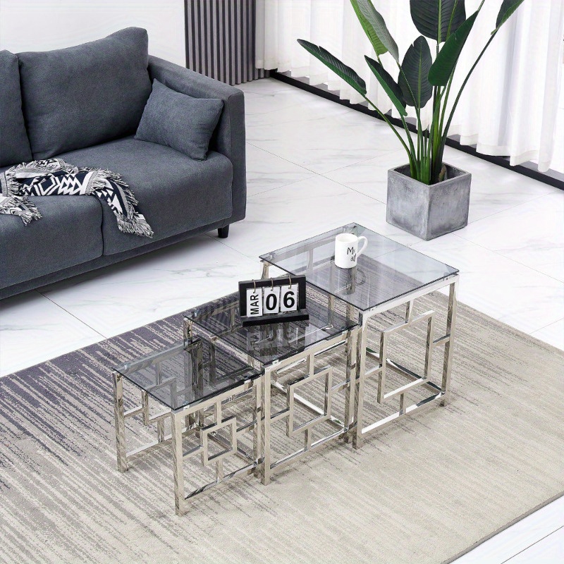 Coffee Tables, Side Tables Made Of Stainless And Tempered Glass For Living Room, , Sofa Table