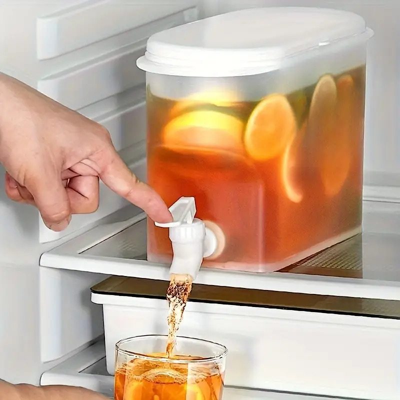 1pc, Plastic Kettle, Plastic Beverage Dispenser With Tap, Cold Kettle With Faucet In Fridge, Pot, Lemonade Bottle, Household Supplies