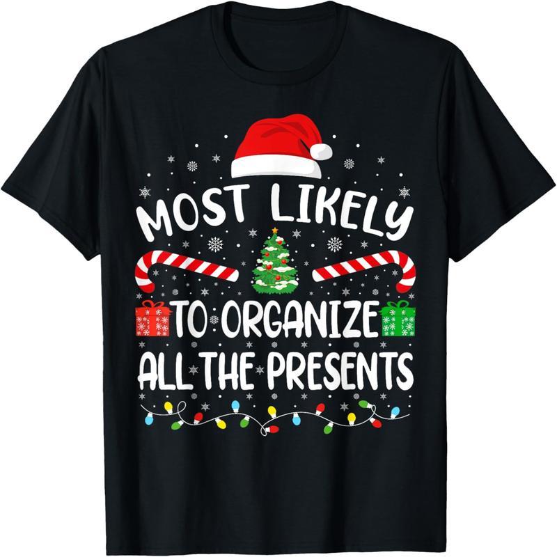 

1pc Christmas T- - 100% Tee " To All The Presents" , , Regular , , S-xxxl