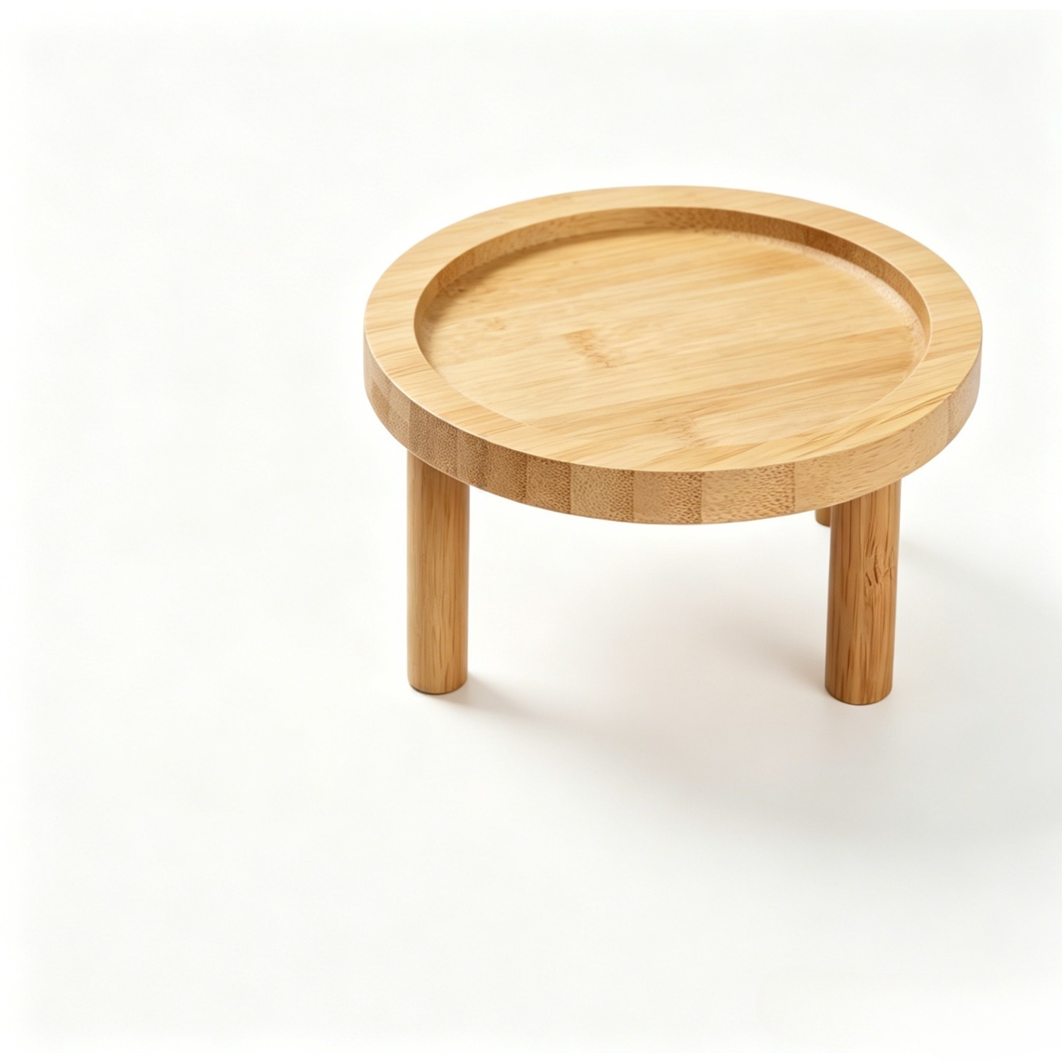 TEMU 1pc Elevated Cat Food Stand Suitable For Feeder/bowls, Bamboo Wood Raised Feeding Platform With & Raised Bowls, 2.38