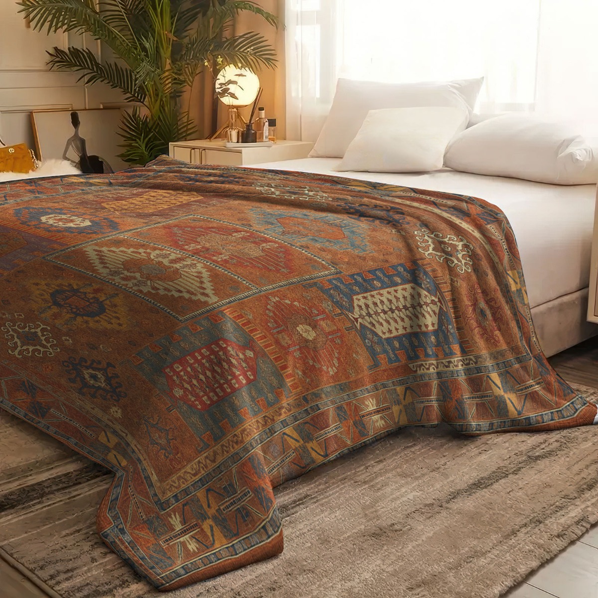 1pc bohemian throw blanket bedspread   lightweight bed cover with bedspread suitable for living room bedroom couch cover decorative polyester fabric in red blue orange beige   patterns gift for