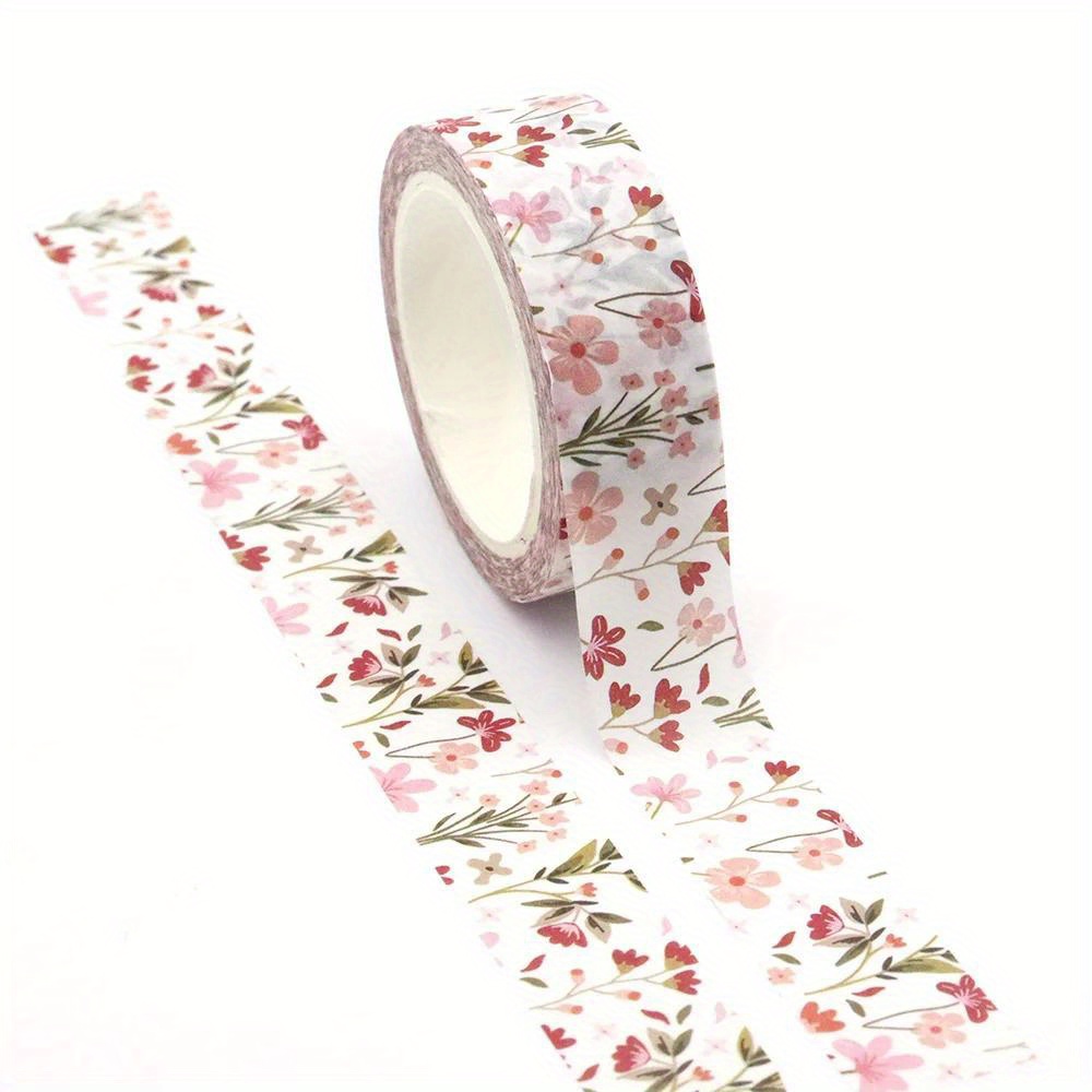 

Pack Of 1 Floral Washi Tape, Decorative Adhesive Paper Tape, Non-waterproof, For Diy Projects, Scrapbooking, And Office Supplies, With Wood Surface Recommended