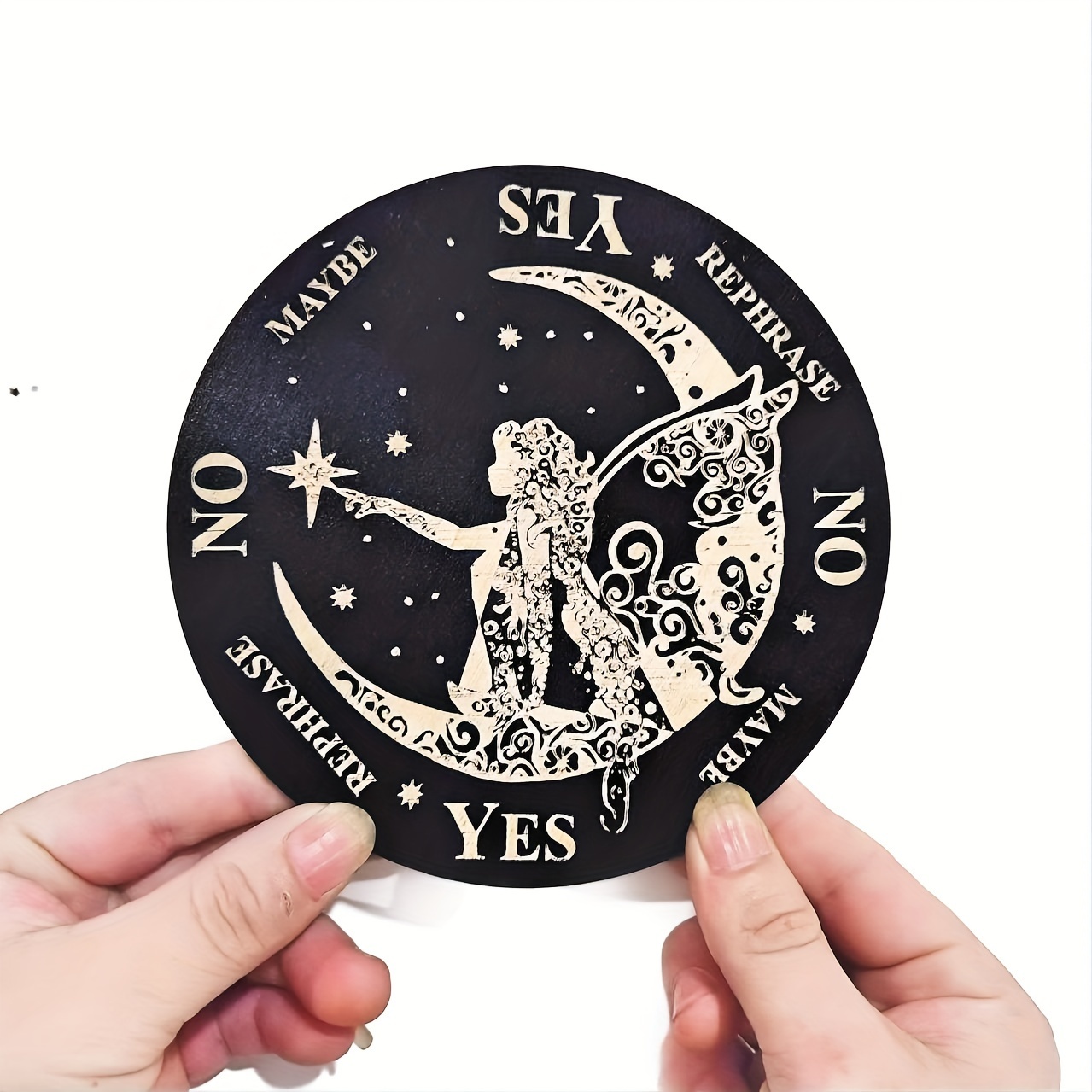 TEMU d'information décoratif de planche, pendule en cristal de quartz, carte en bois, disque noir de 5,91 pouces, jeu de société, activité