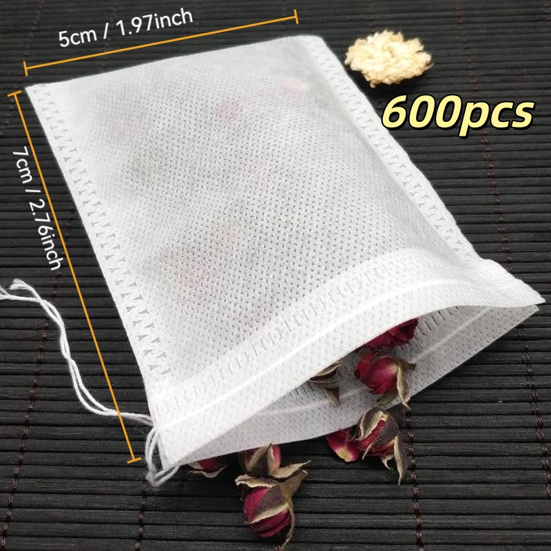 TEMU 600pcs Pack Non-woven Fabric Tea Bags Suitable For Traditional Chinese Medicine, Herbal Tea, Coffee Filter Bags - Disposable Single-use Bags For