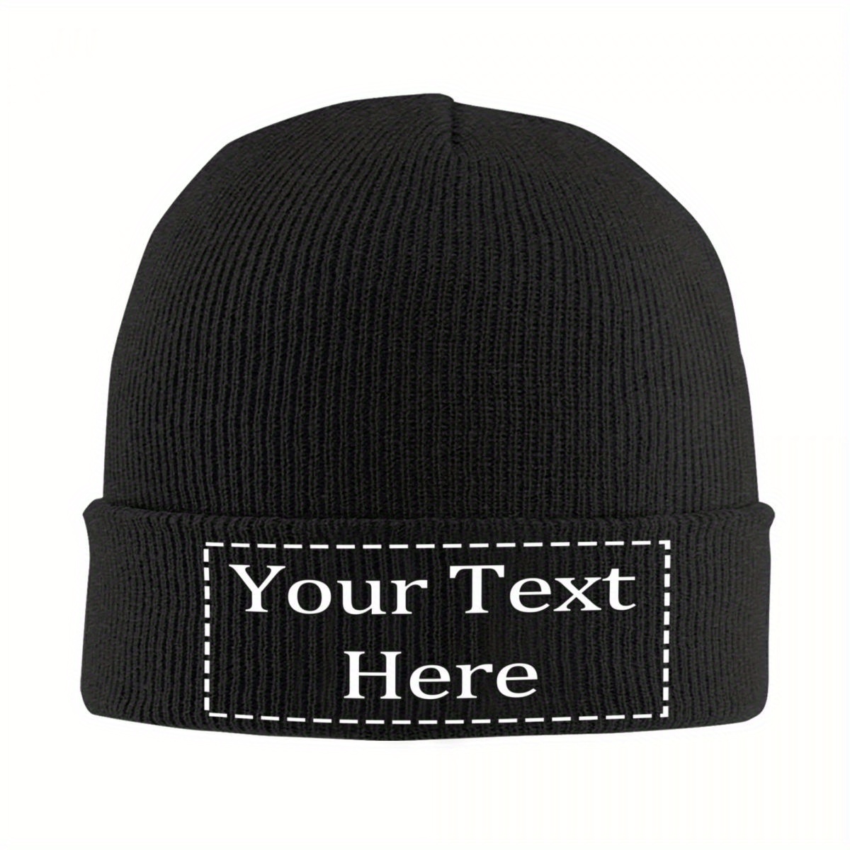 

1pc Customizable Polyester Beanie Hat - Personalized Text, Lightweight, Fitted Knit Cap For , Ideal For & Game Themes, Hand Washable - Black