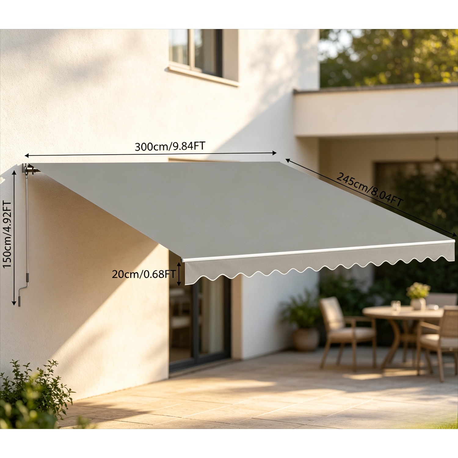 Image of 3 X 2.5 Meters Armrest Covers For Joints, Balcony Covers For /gardens With Hand Crank, Uv-resistant, Sun Protection Covers, Gray