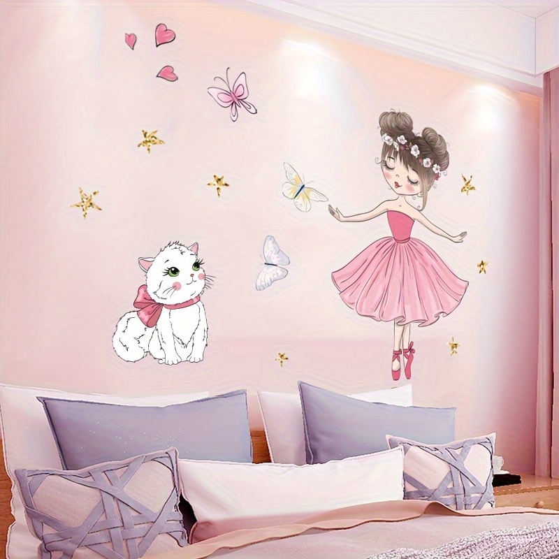 Image of 1pc Creative Sticker Wall Sticker, Cat Pattern Self-adhesive Wall Sticker, Bedroom Hallway Living Room Porch Home Decoration Wall Sticker, Removable Sticker, Wall Decoration Sticker