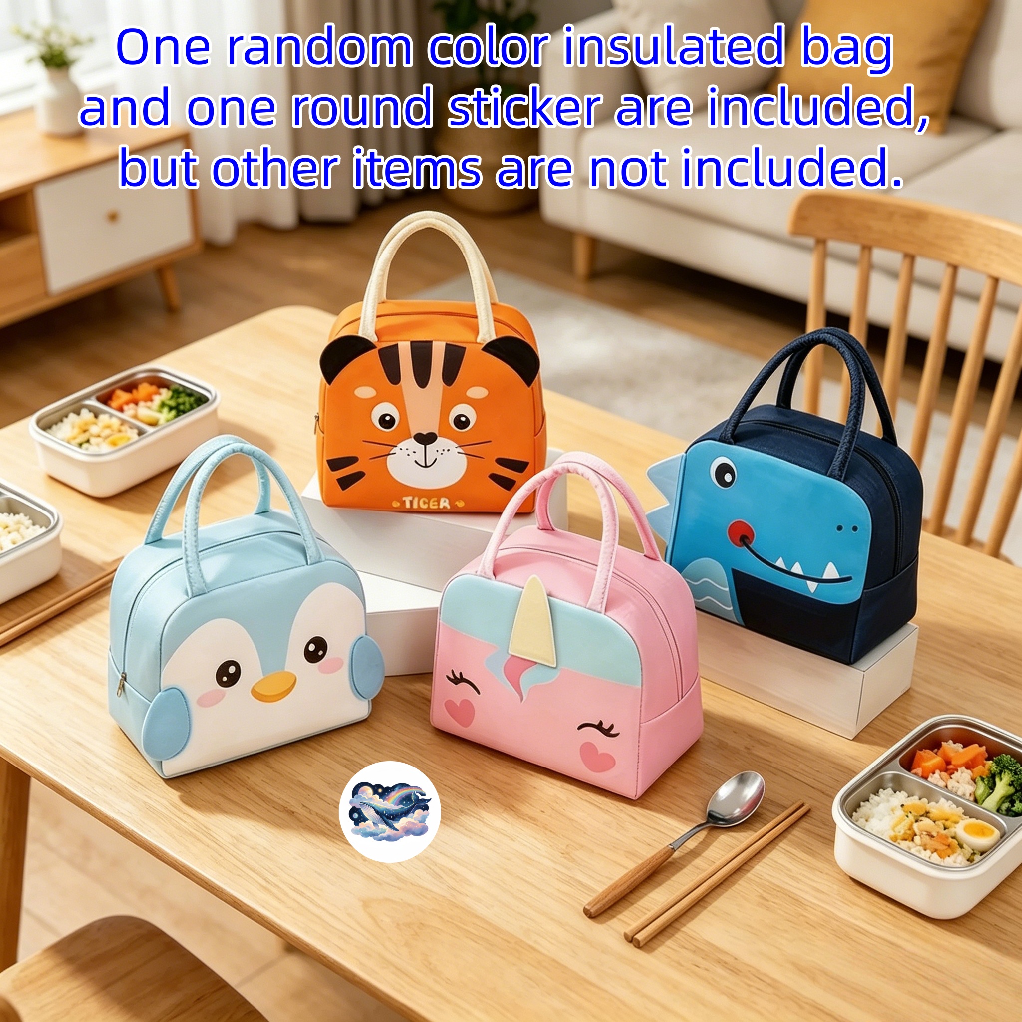 TEMU 2pcs (random 1pc Color Thermal Bag And 1pc Round Sticker) Outdoor Thermal Bag, Camping 3d Storage Bag, Travel Essential