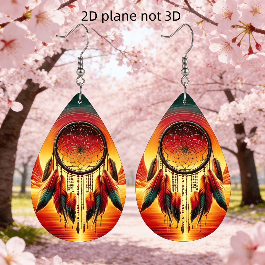 Women's Sunset Teardrop Acrylic Dangle Earrings