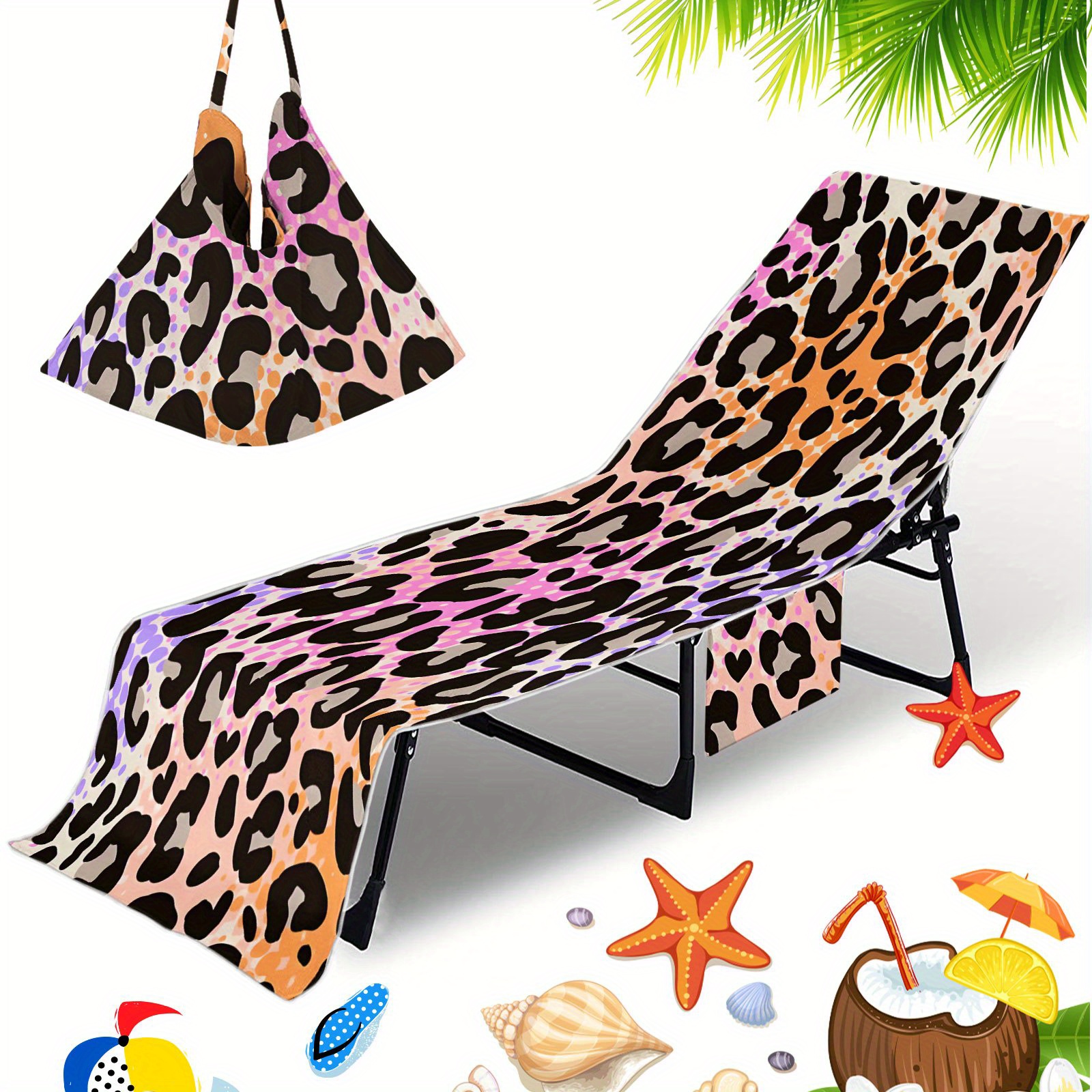 E-shop 1 Stück Strandtuchbezug mit Seitentaschen, gestreiftes Designmuster, Mikrofaser-Liegestuhlhülle, geeignet zum Sonnenbaden,