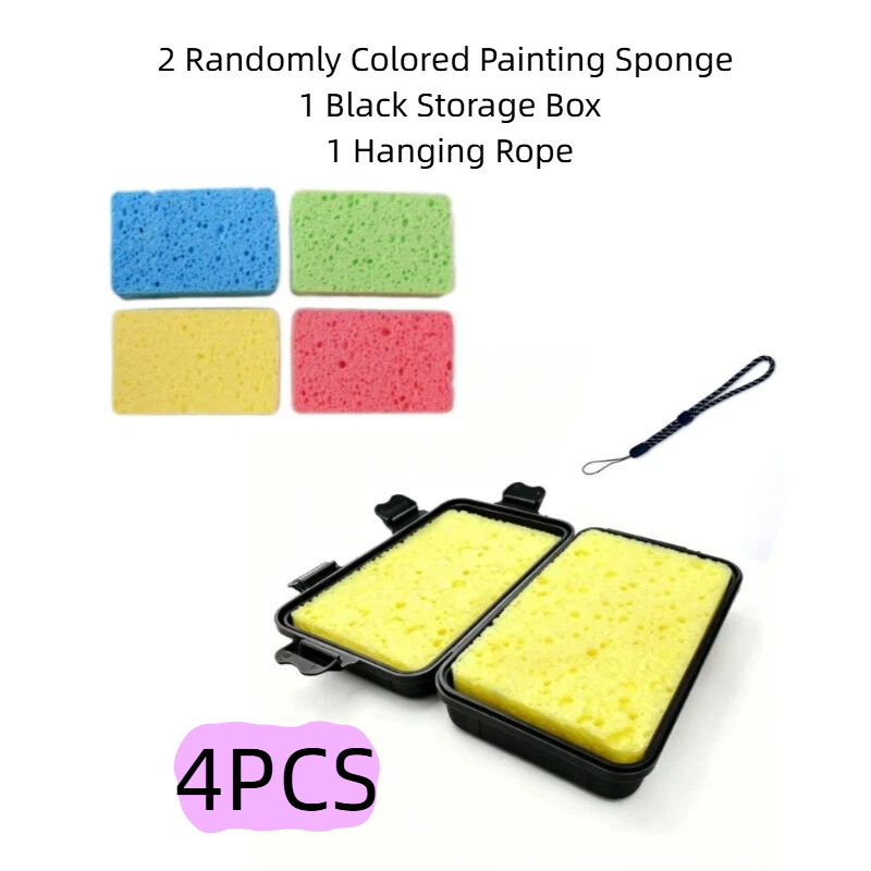 TEMU Coffret de boîtes de rangement pour éponges absorbantes pour peinture avec lanière, éponges lavables spécifiques à , éponges de peinture de