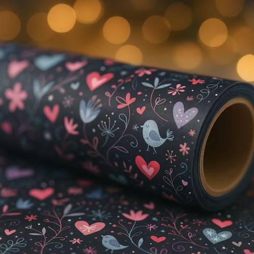 1 roll extra long 43 18cm x 299 72cm gift wrap roll elegant pastel navy black gray white hearts birds floral pattern navy blue black for birthday wedding valentines christmas