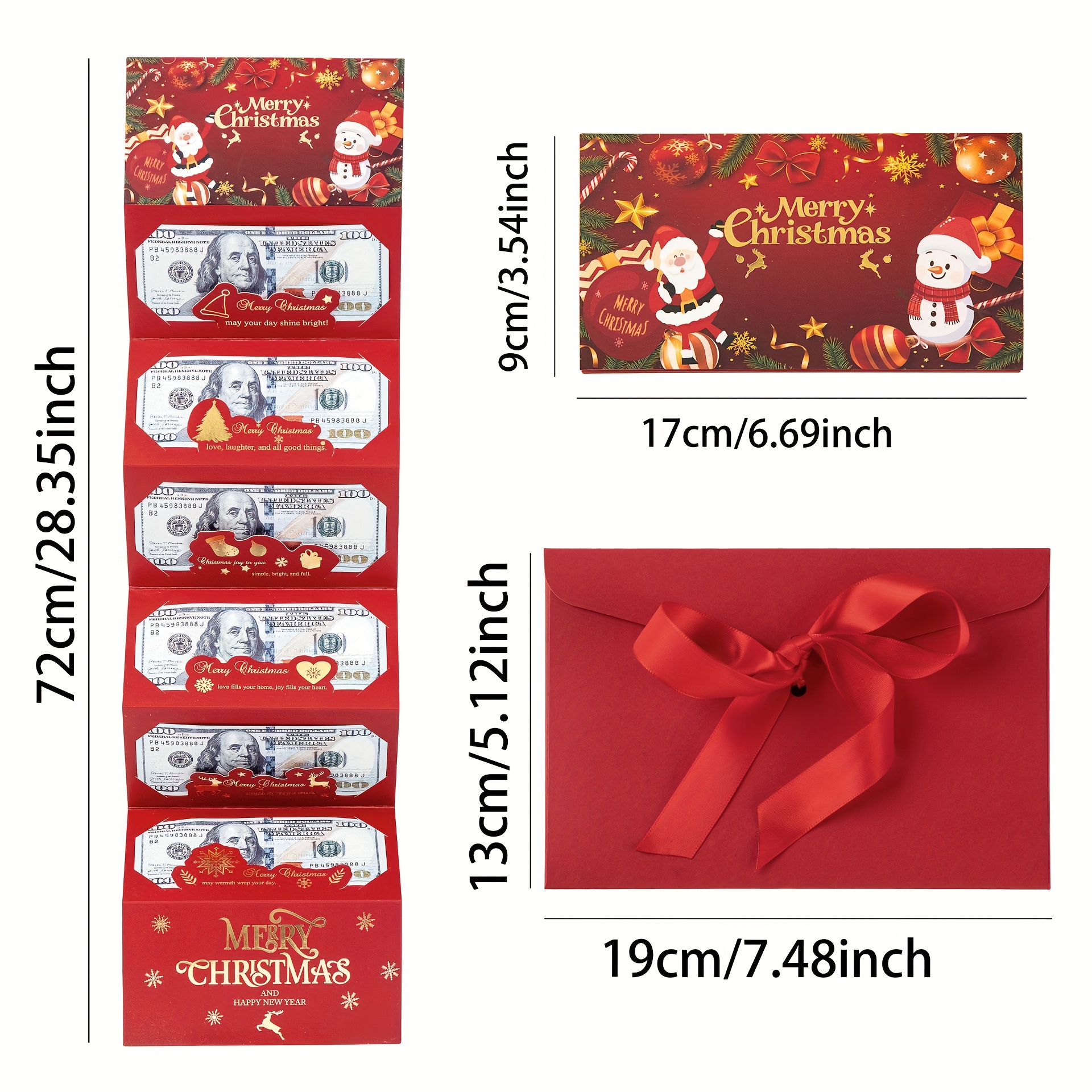 creative folding red envelope with santa claus card slot christmas new year gift bag suitable for parties and decorations christmas gift box small gift box gift box packaging lidded gift box holiday gift packaging Product details 3