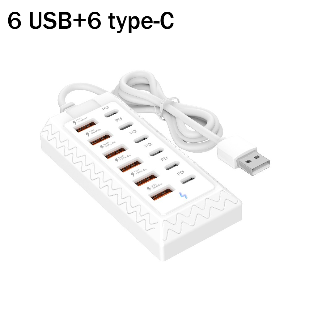 12-In-1 Quick Charging Dock | 6 USB And 6 Type-C Ports, 12-Port Simultaneous Charging Hub | Multi-Device Adapter | Reliable Power Source | Travel And Office Charging Solution | Gifts for Thanksgiving, Christmas, And Valentine'S Day