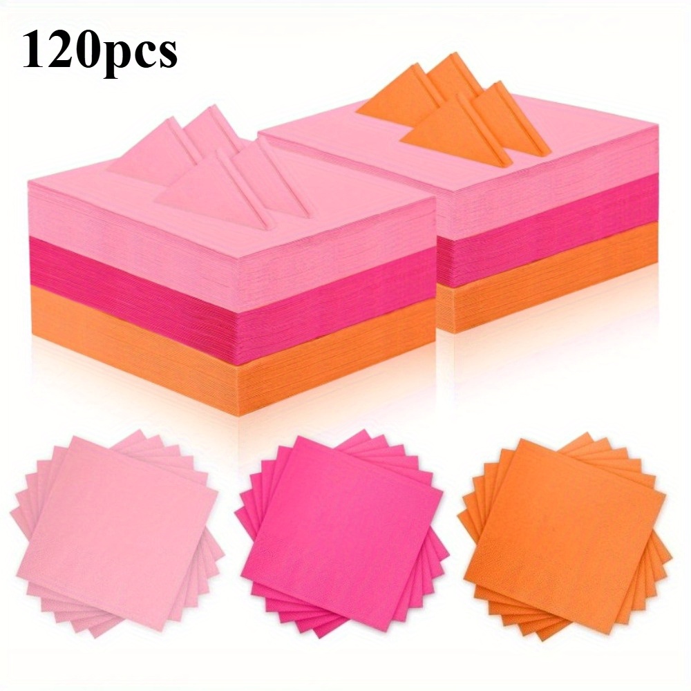 E-shop Rosa orangefarbene Papier-Servietten, mehrfarbige Getränkeservietten, Abendessen-Servietten, orangefarbene Gästeservietten,