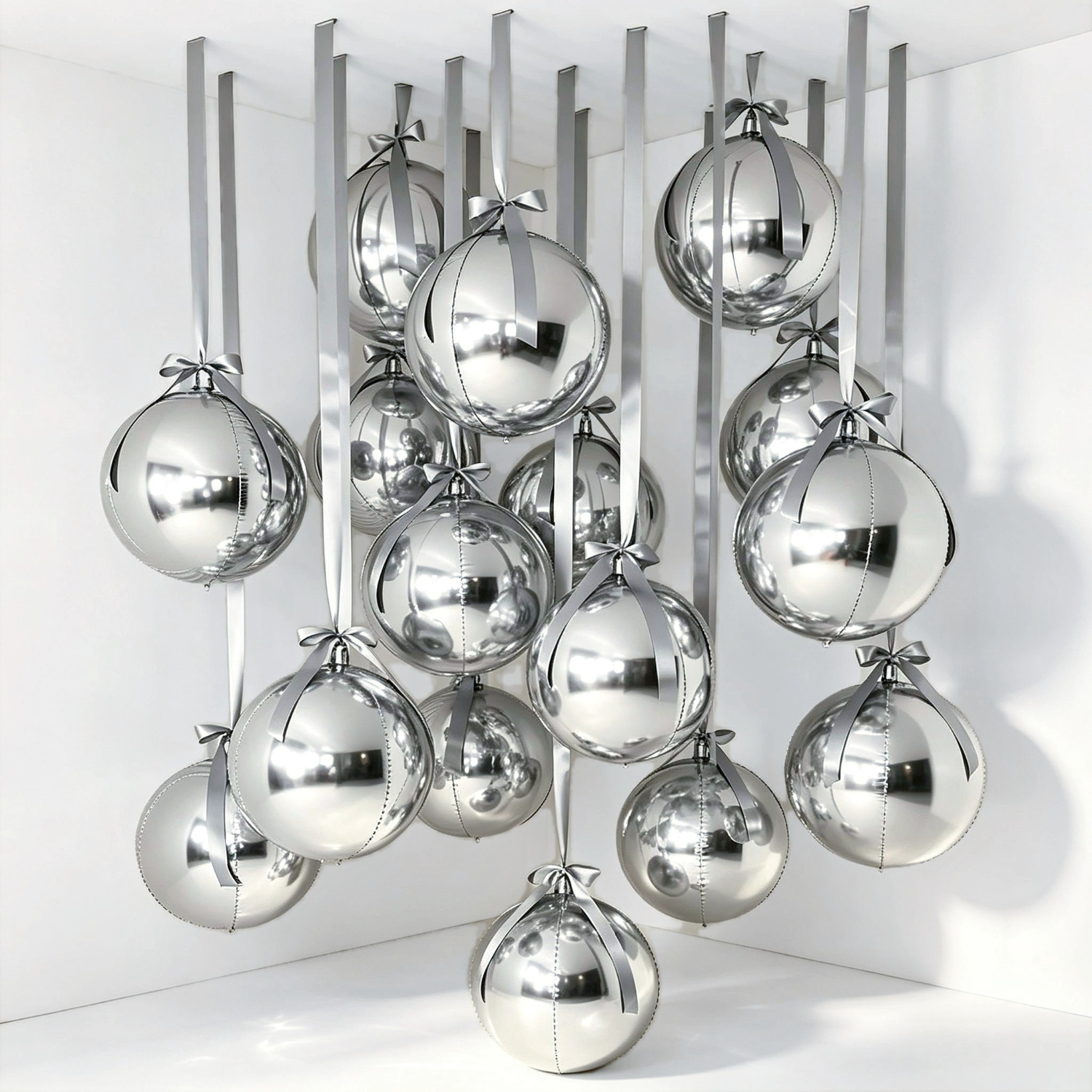 TEMU Lot de 10 ballons ronds en feuille métallique 4D argentés de 18 pouces, ballons métalliques 4D pour décorations de fête de Noël, de diplôme,