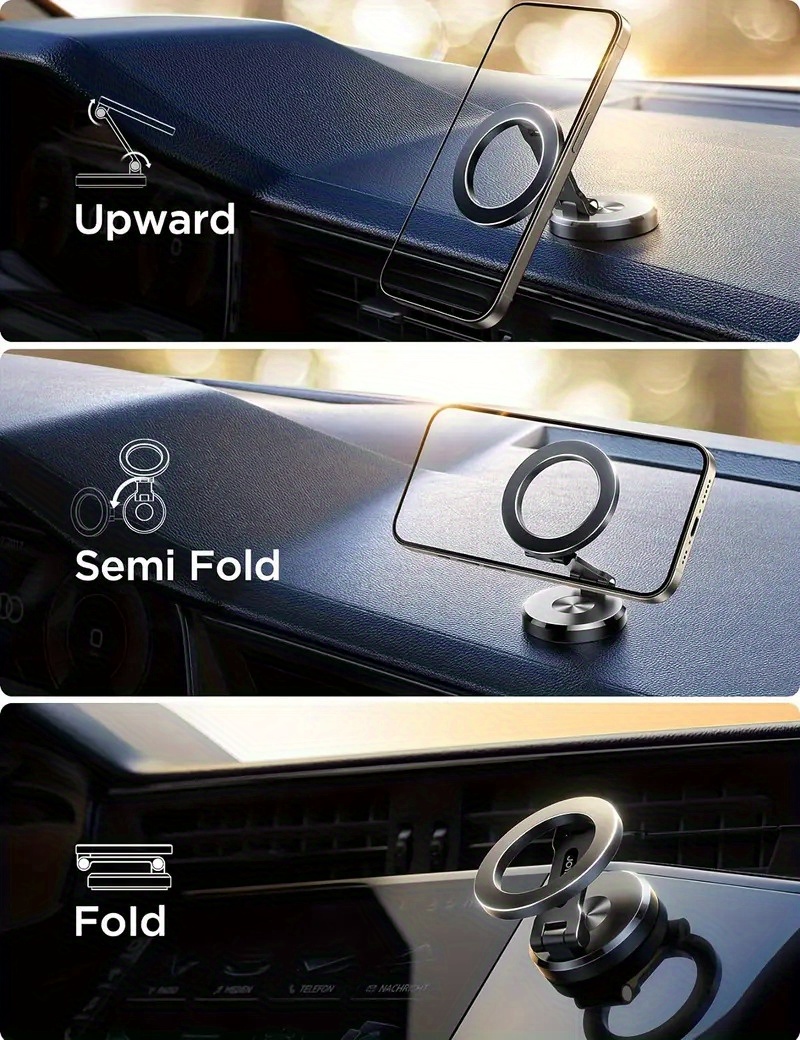 The Latest Golden High-strength Magnetic Car Phone Holder Can Be Folded 1080 Degrees For Unlimited Rotation. 42 Rubidium Magnets Will Never Demagnetize. Thickened And Reinforced Support Rod For Car Dashboard Navigation Phone Holder.