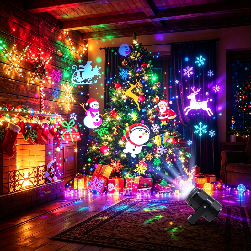 TEMU Lámpara de Proyección con Diseño Navideño - 16 Piezas, Lámpara de Proyección para el Hogar, Proyector Interior, Luz de Proyección, Lámpara de