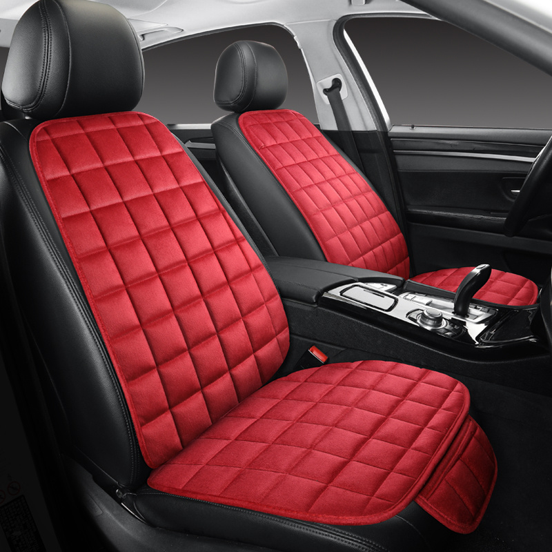 TEMU 1pc, Car Seat Cushion, , Short Plush Square Checkered Style, Soft And Comfortable, Solid Color Easy And , No Tying, Breathable, Front Single