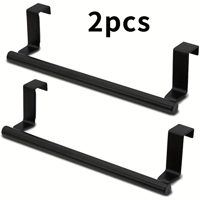 TEMU 2pcs 403 Stainless Steel Over Cabinet Door Towel Rack, No Drill Rustproof Hanging Rag Holder, Space Saving No Wall Damage Organizer For Kitchen