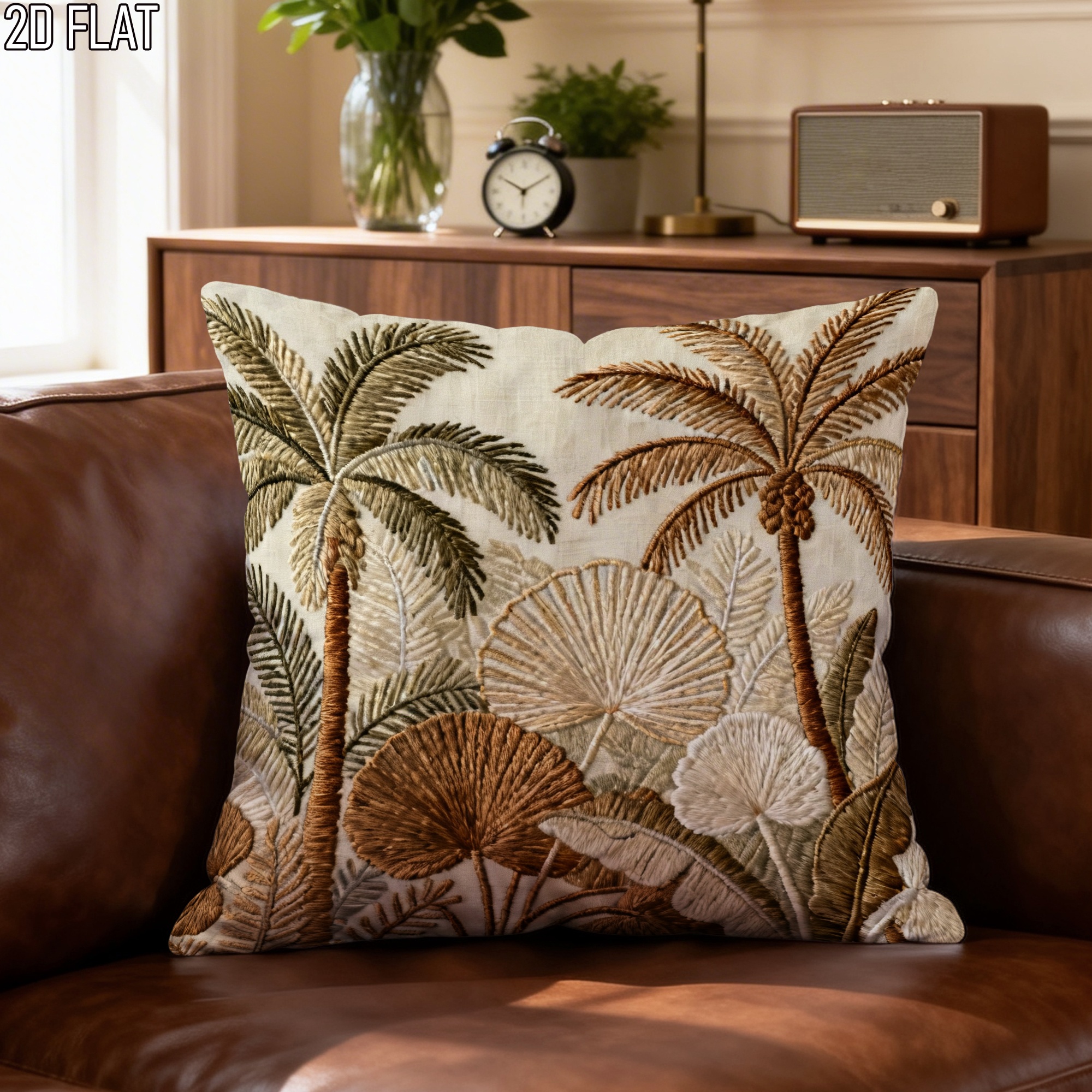 TEMU 1 taie d'oreiller bohème en feuille de palmier, impression , fermeture éclair, lavable en machine, housse de coussin décorative, convient pour