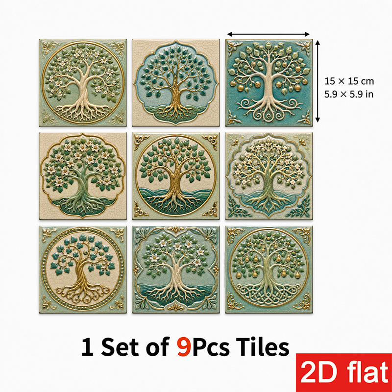TEMU 2D Plat 9- 15x15cm (5.9x5.9in) Leistenen Tegelstickers Architectonisch - Zelfklevend, Eenvoudig te en Plakken Wandtegels voor Keuken Spatscherm,