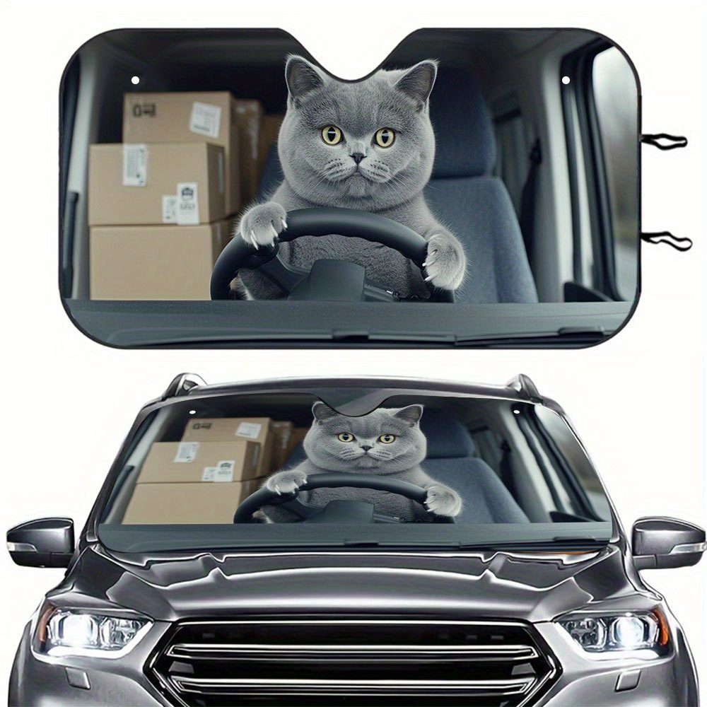 E-shop Lustiges Tier 1 Stück Fahrzeug Frontscheiben Sonnenschutz mit Zubehör – 2 kostenlose Saugnäpfe – Hält Ihr Wohnmobil, SUV oder LKW – 57,09×27,56